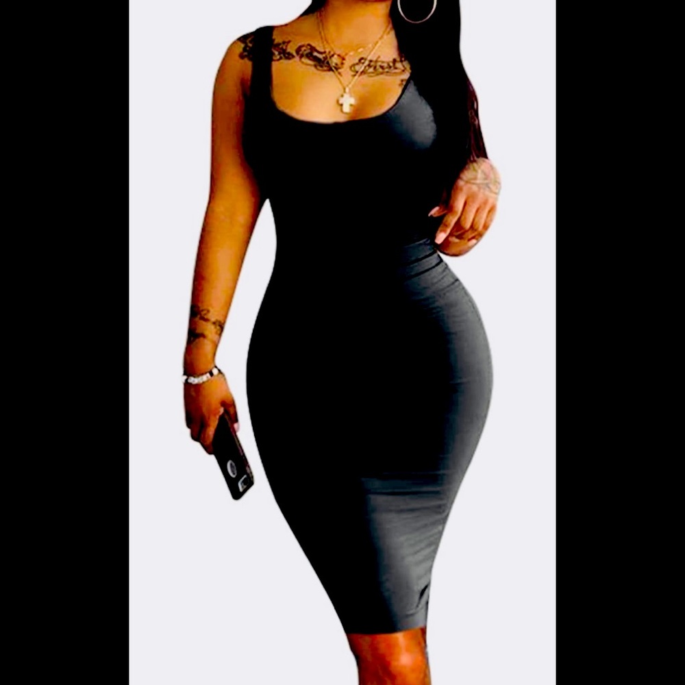 LAGSHIAN Women's Sexy Bodycon Tank Dress Sleeveless Basic Midi Club Dresses.